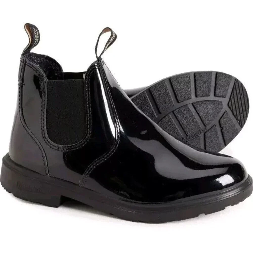 Blundstone Kids 2255 Chelsea Boots Black Patent Leather AU 1 2 3‎ NIB